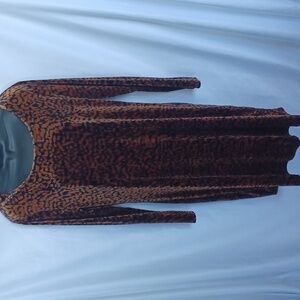 Vintage Nicole Studio Leopard Print  Dress sz 14, velvet, stretchy,  bodycon